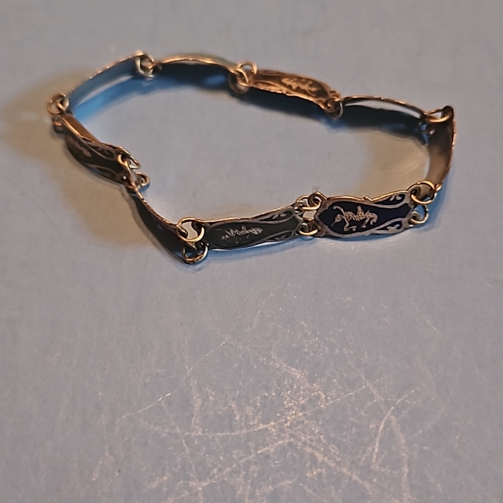 Siam sterling bracelet with inlay